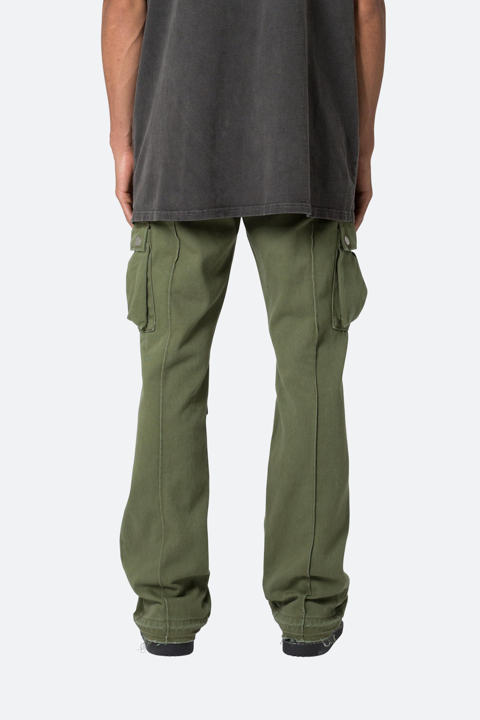 Front Zip Flare Cargo Pants - Olive Product Image