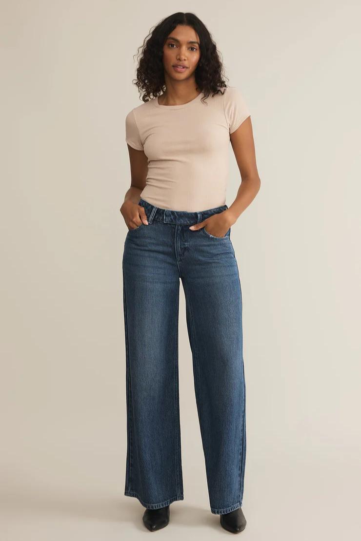 Avery Fitted Rib Tee- Parchment Product Image