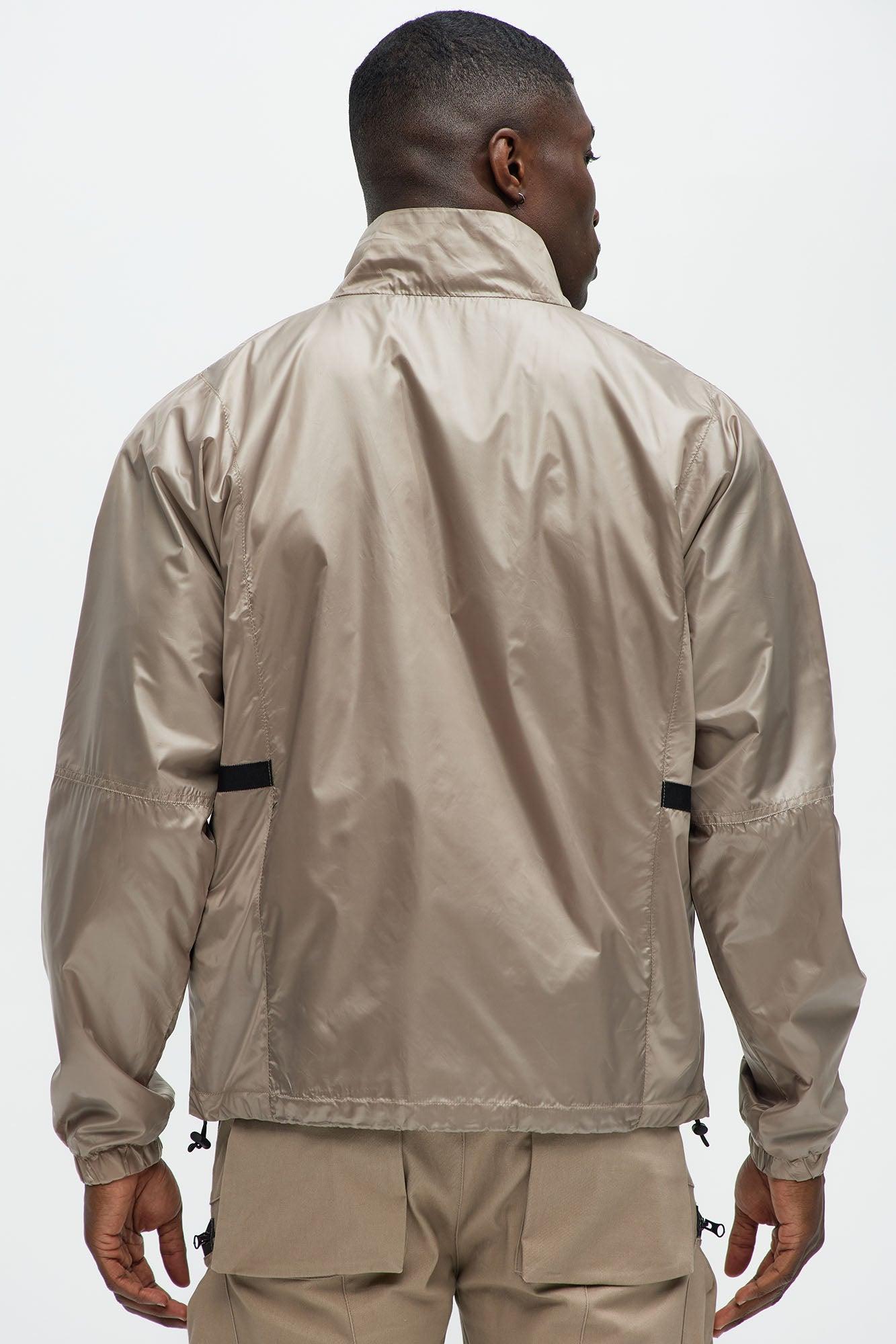 Winston Zip-Up Nylon Jacket - Khaki Product Image