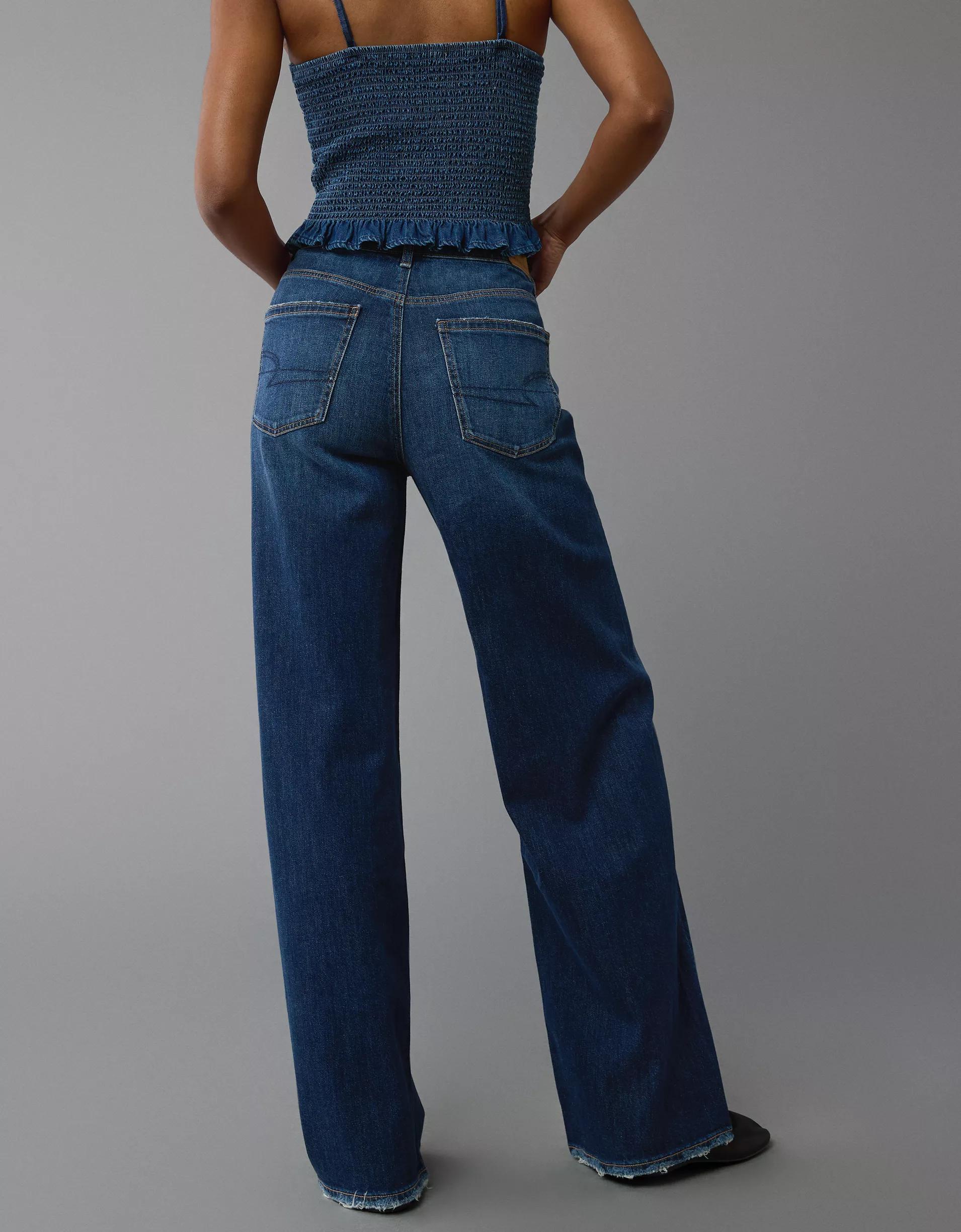 AE Dreamy Drape Stretch Super High-Waisted Baggy Wide-Leg Jean Product Image