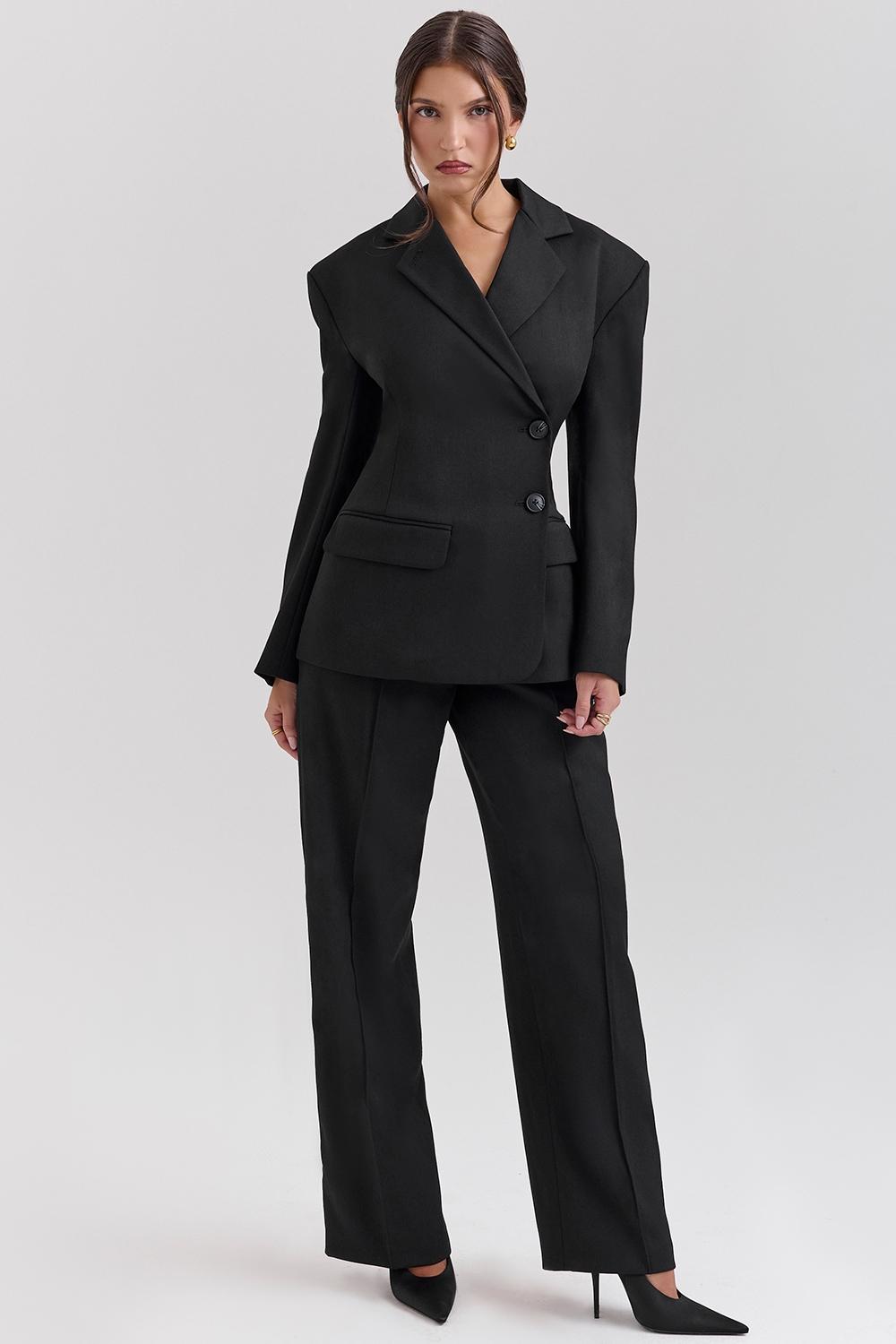 Hayden  black wide leg high waist tailored trousers Product Image