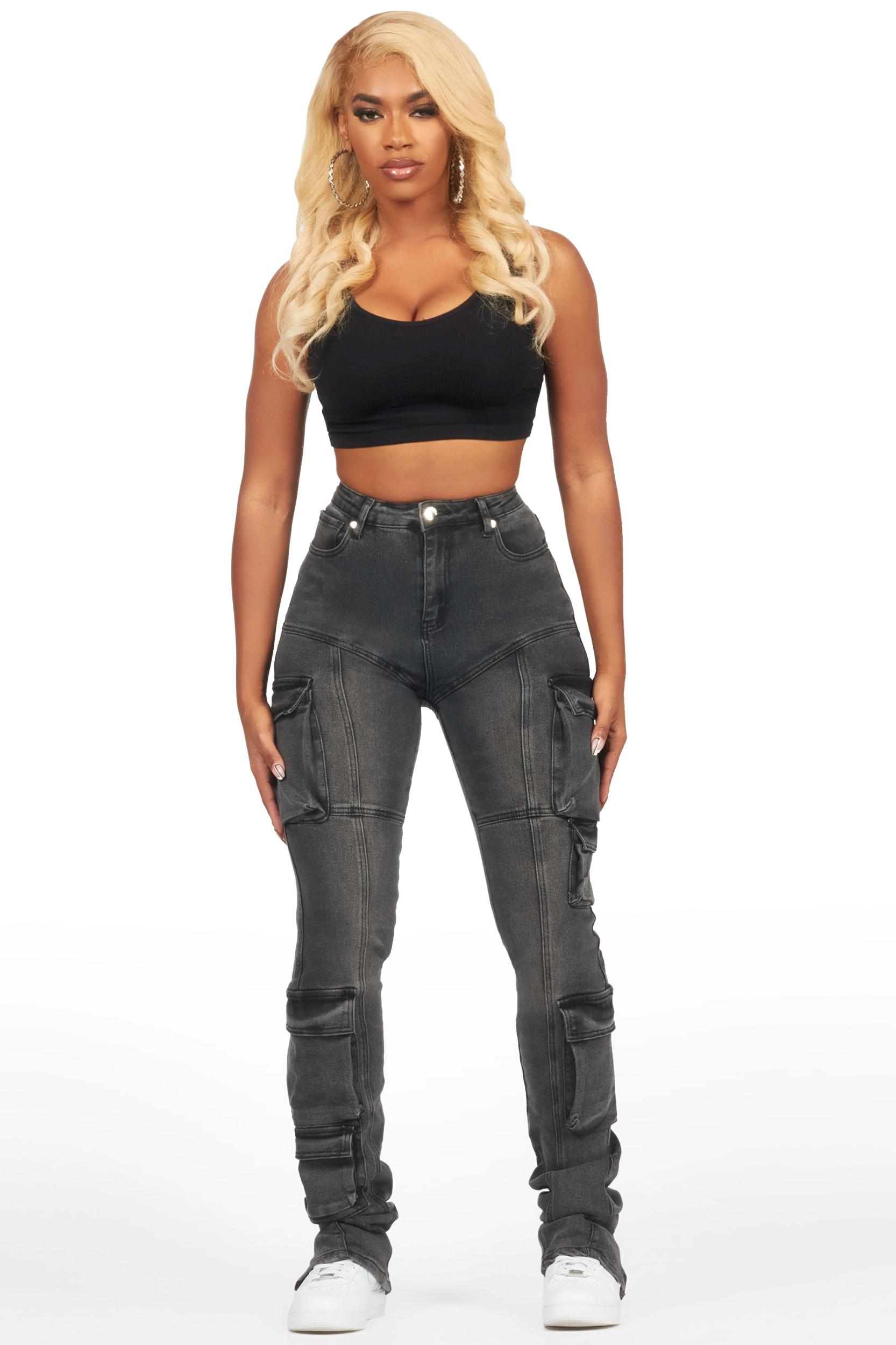 Jaylin Black Wash Skinny Stacked Jean Female Product Image