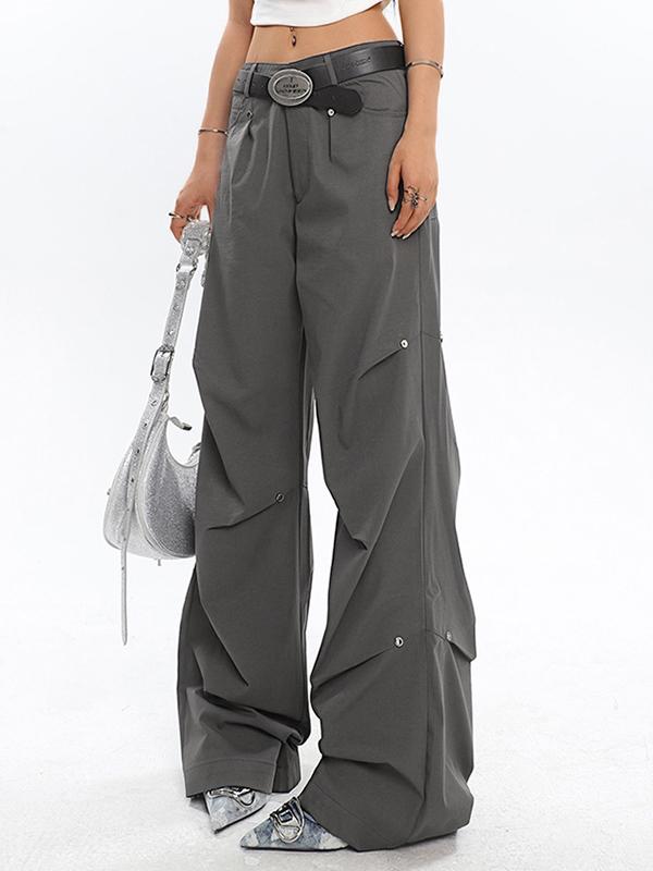 Pleated Hardware Decoration Cargo Pants Product Image