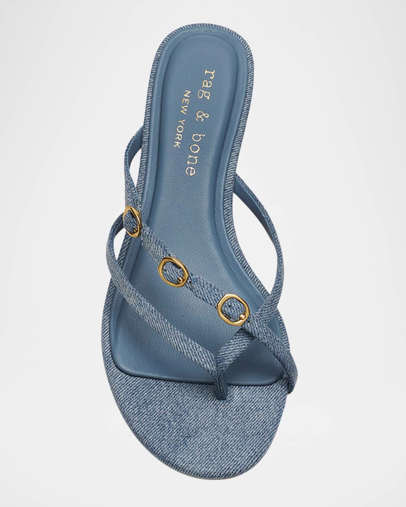 Sammie Denim Buckle Kitten-Heel Sandals Product Image