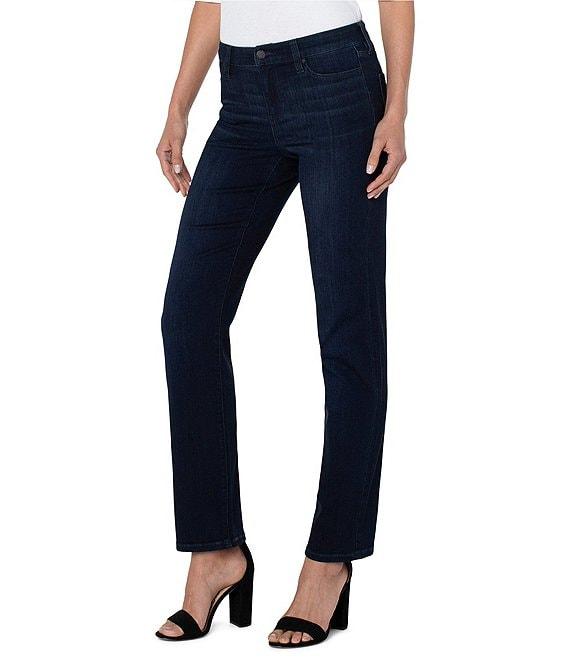 Liverpool Los Angeles Petite Size Kennedy Silky Stretch Straight Leg Mid Rise Denim Jeans Product Image