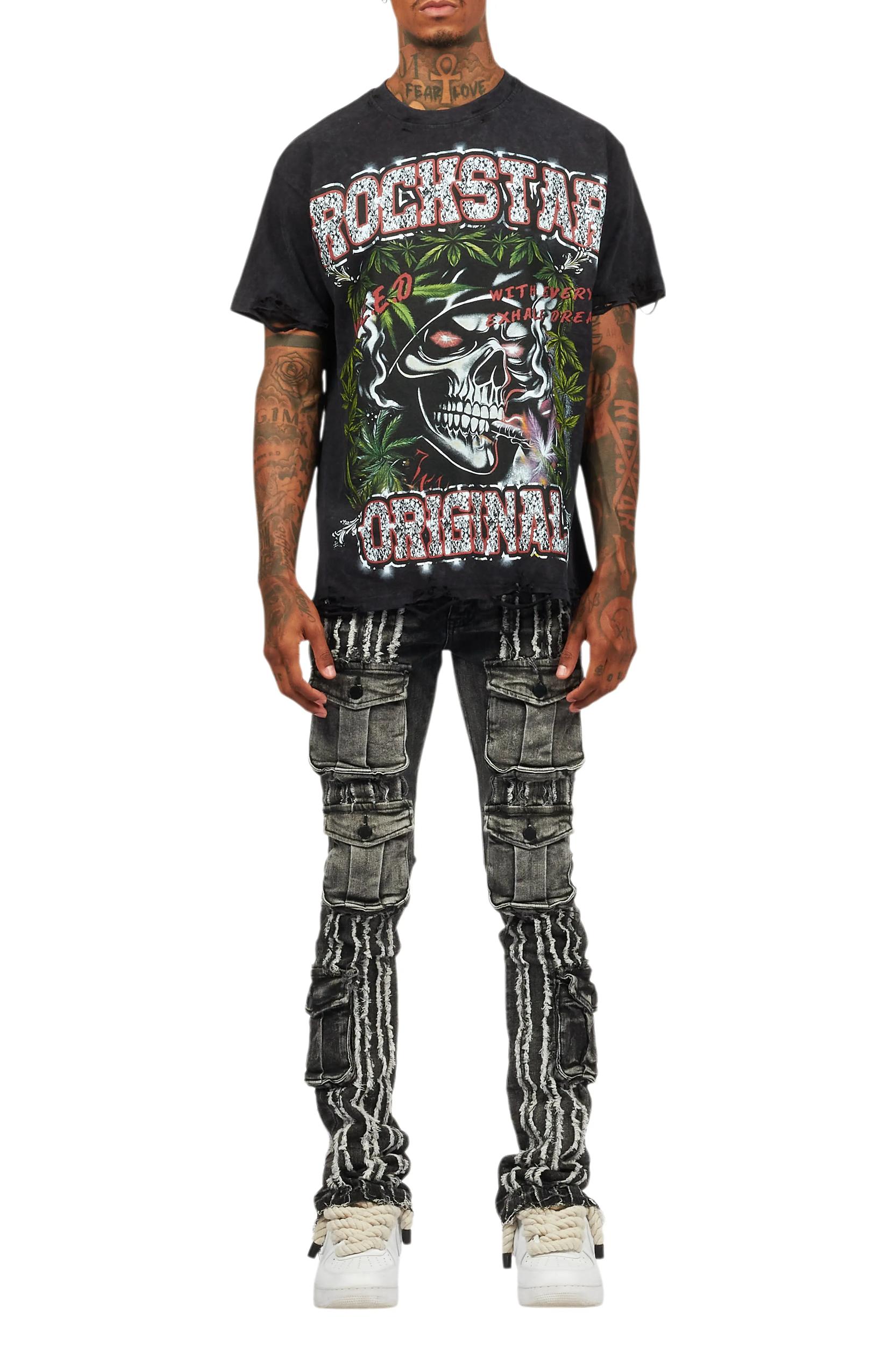 Hyzon Black Oversized Graphic T-Shirt Male Product Image