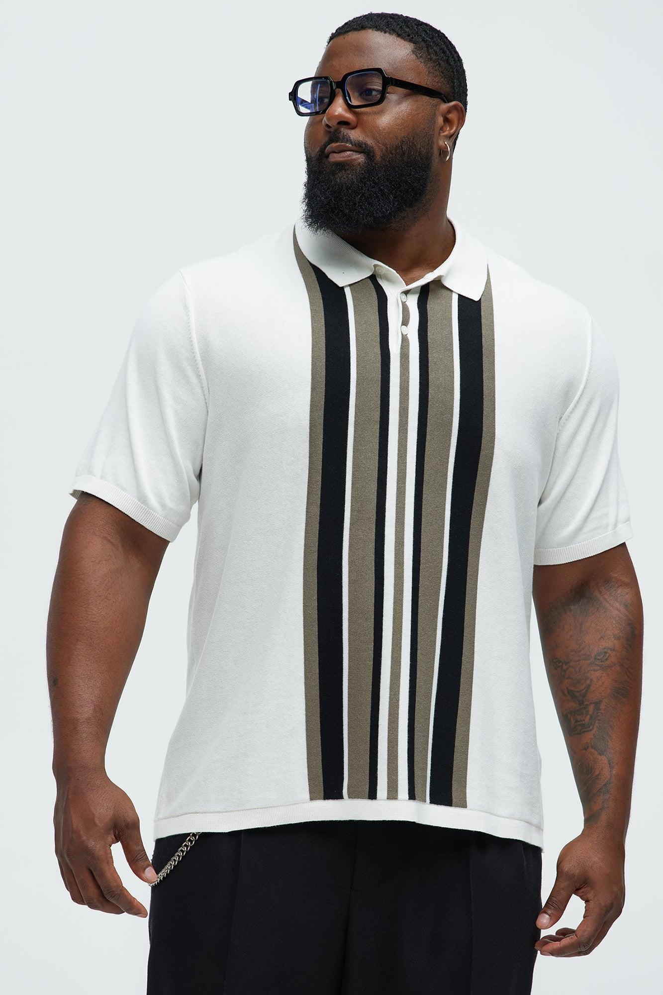 Harris Knitted Stripe Polo Shirt - White/combo Product Image