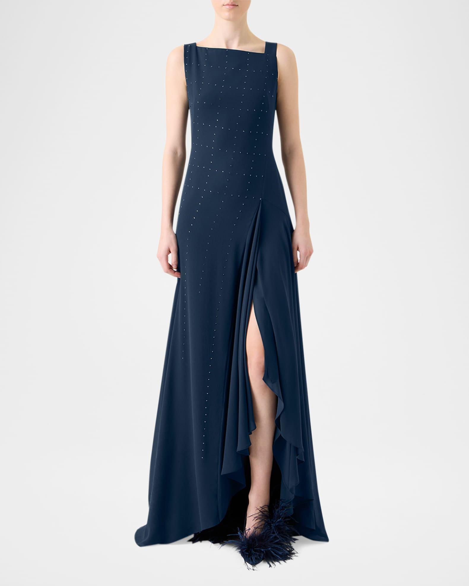 Studded Sleeveless Asymmetric Flared Maxi Dress Product Image