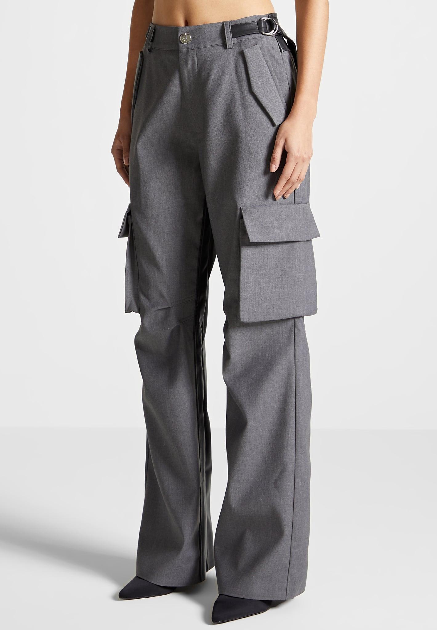Tailored Cargo Trousers - Grey/Black Female Product Image