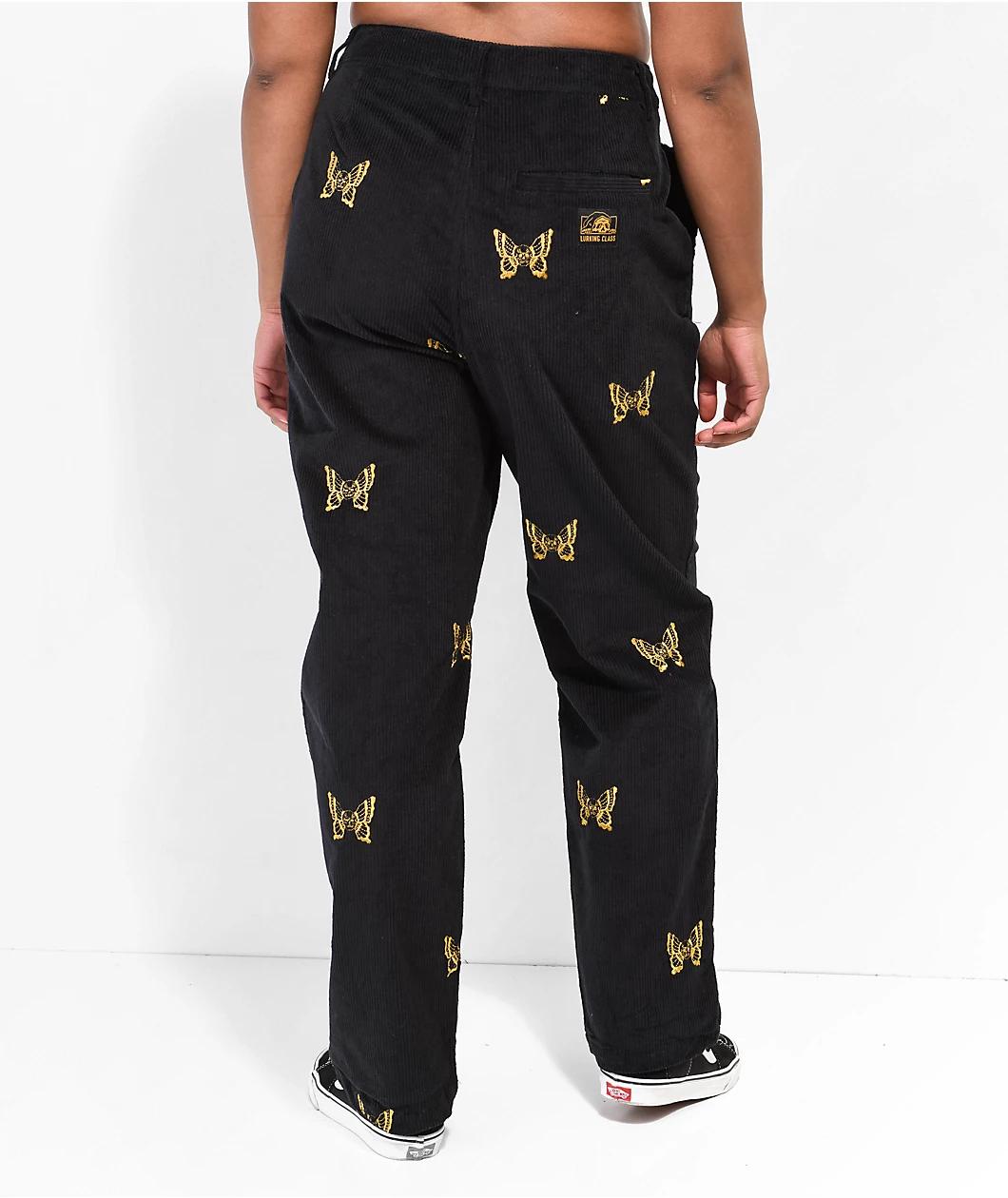 Lurking Class by Sketchy Tank Mariposa Black & Yellow Corduroy Pants Product Image