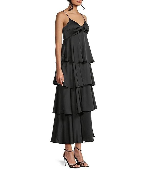 Dear Moon Twist Front Tiered Midi Dress Product Image