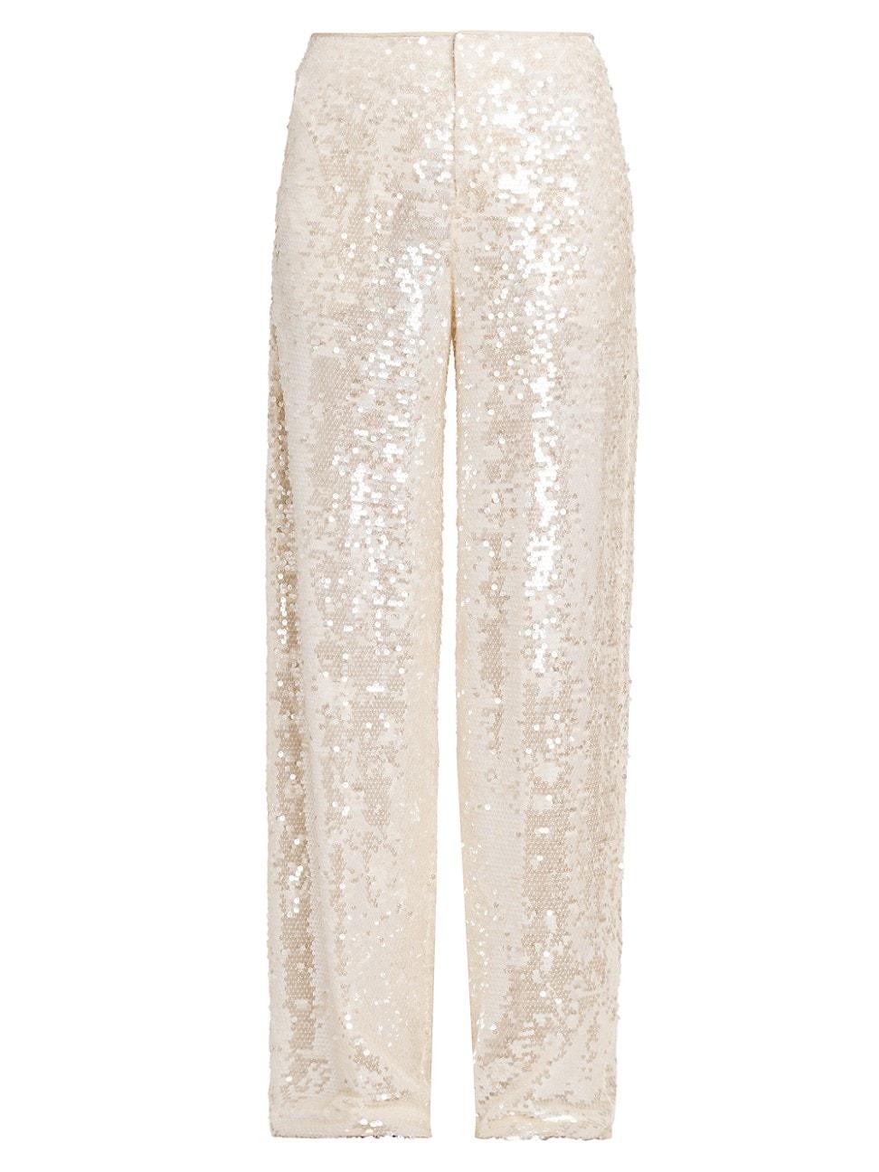 Womens Sequined Straight-Leg Pants Product Image