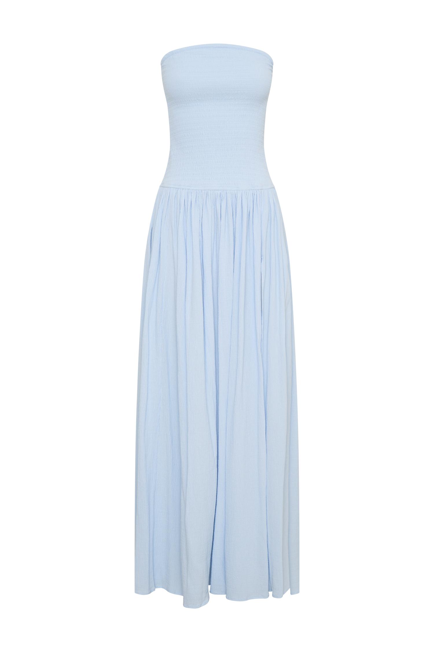 Maureen Cotton Shirring Maxi Dress - Powder Blue Product Image