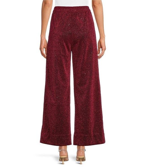 Buru Culotte Woven Metallic High Rise Wide Ankle Leg Pants Product Image