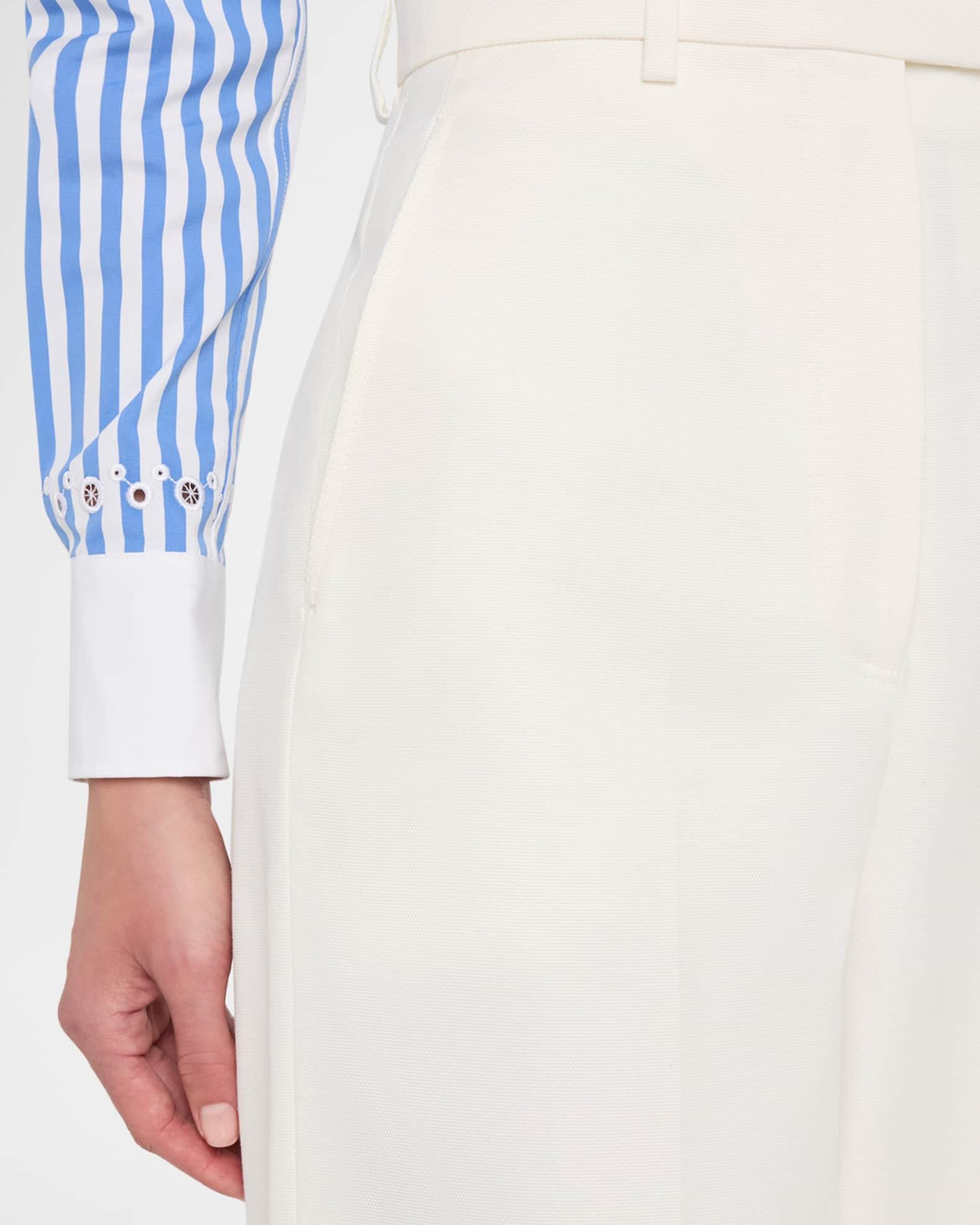 High-Rise Organic Cotton Canvas Straight-Leg Crop Trousers Product Image