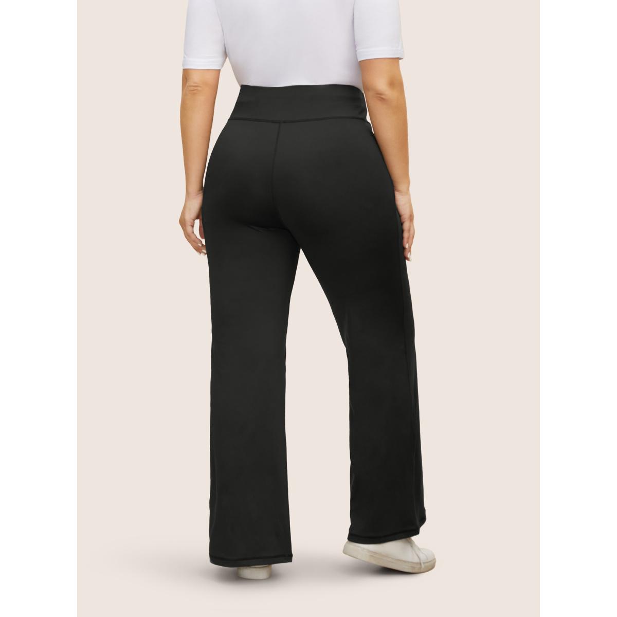 Plus Size Mid Rise High Stretch Bootcut Leggings Women Black Casual High stretch Bootcut Mid Rise Everyday Leggings BloomChic 10/M Product Image