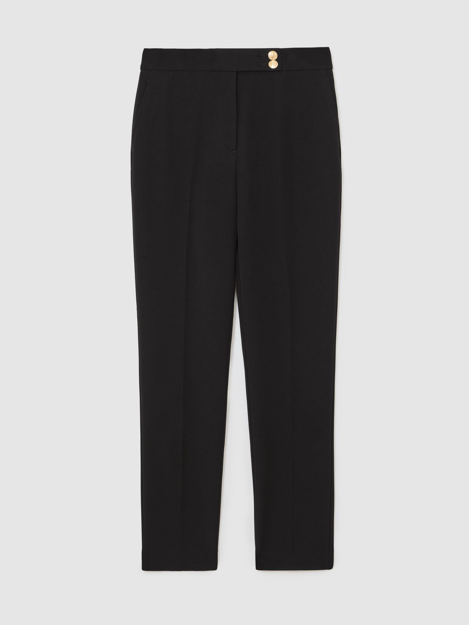 Tapered Button-Detail Trousers in Black Product Image