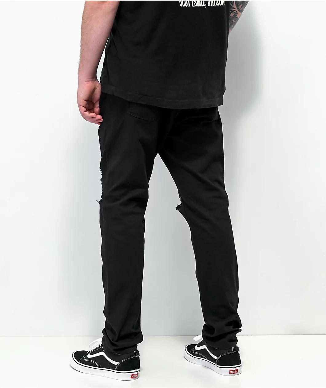 Empyre Verge Destroyed Black Tapered Skinny Jeans Product Image
