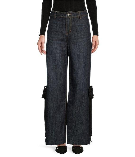Prosperity Denim High Rise Bow Side Wide Leg Trouser Jeans Product Image