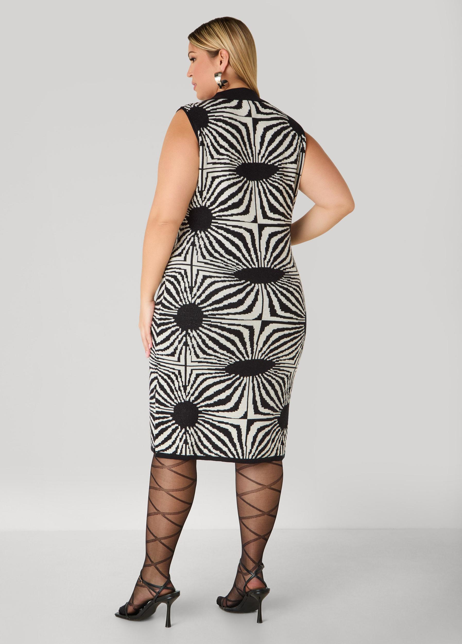 V Neck Intarsia Sweater Dress Product Image