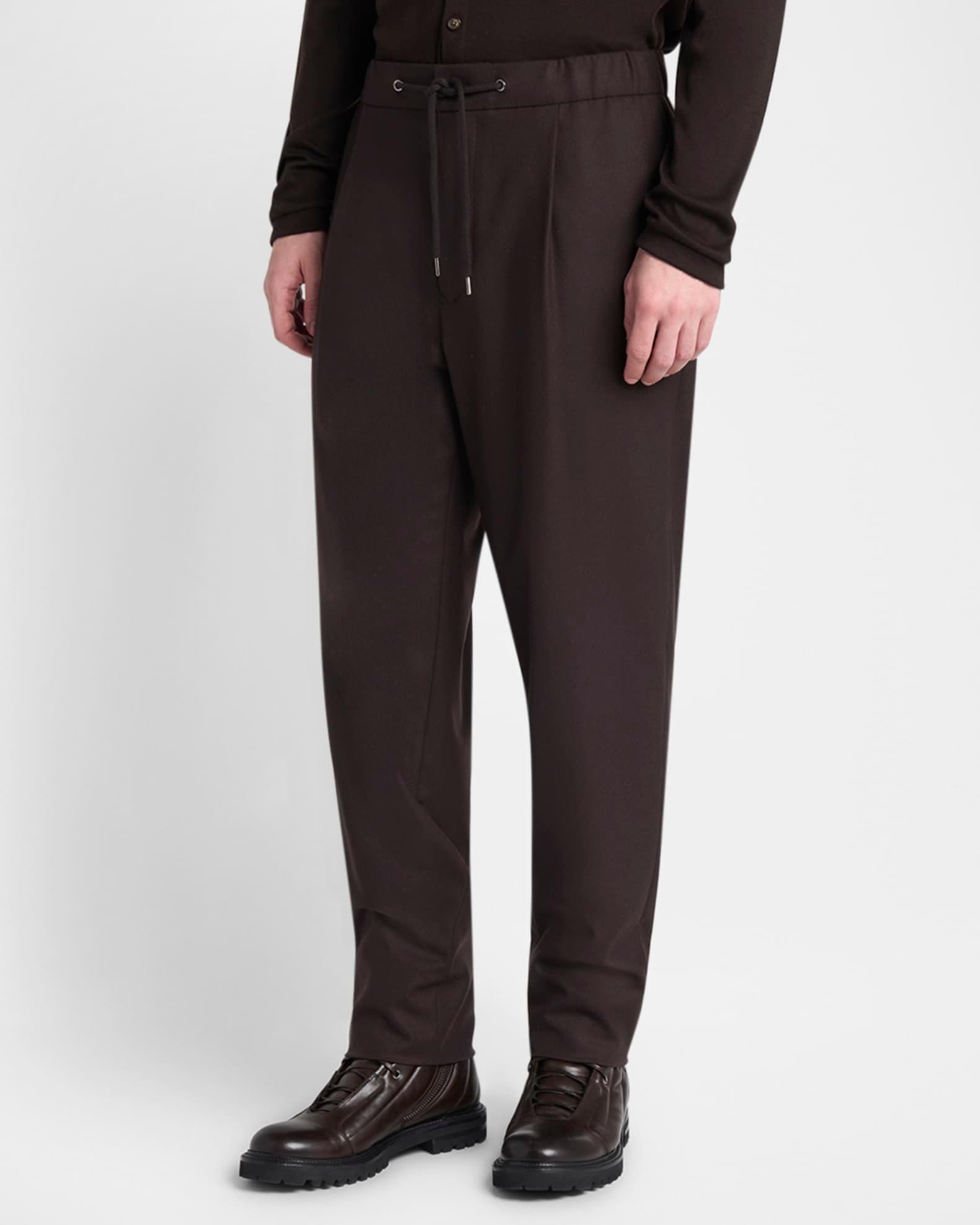 Men's Pleated Cashmere Stretch Drawstring Pants Product Image