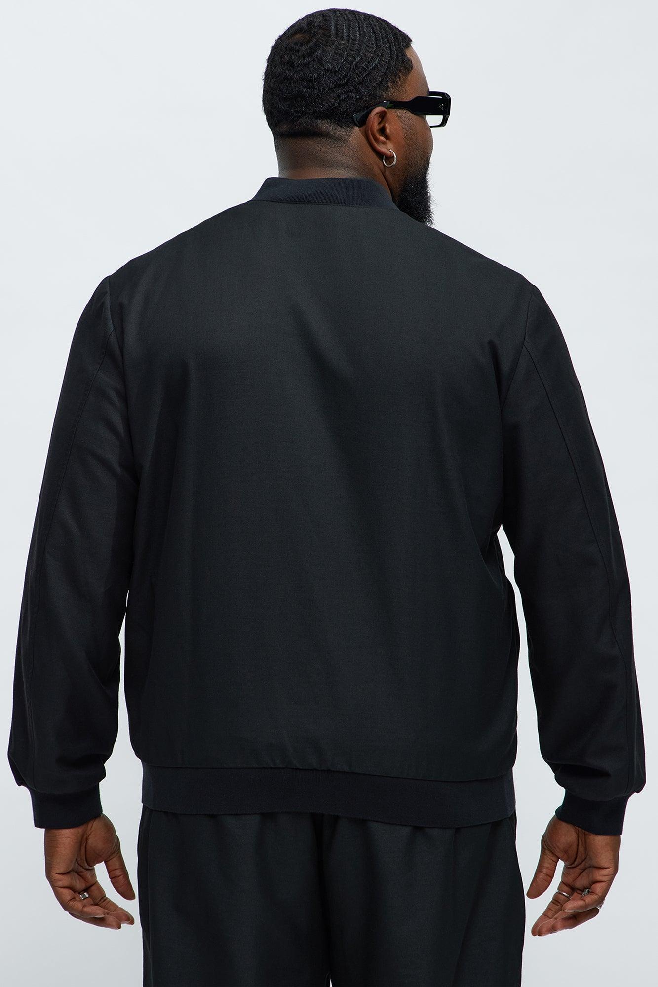Slim Modern Two-Way Zipper Everyday Bomber - Black Male Product Image