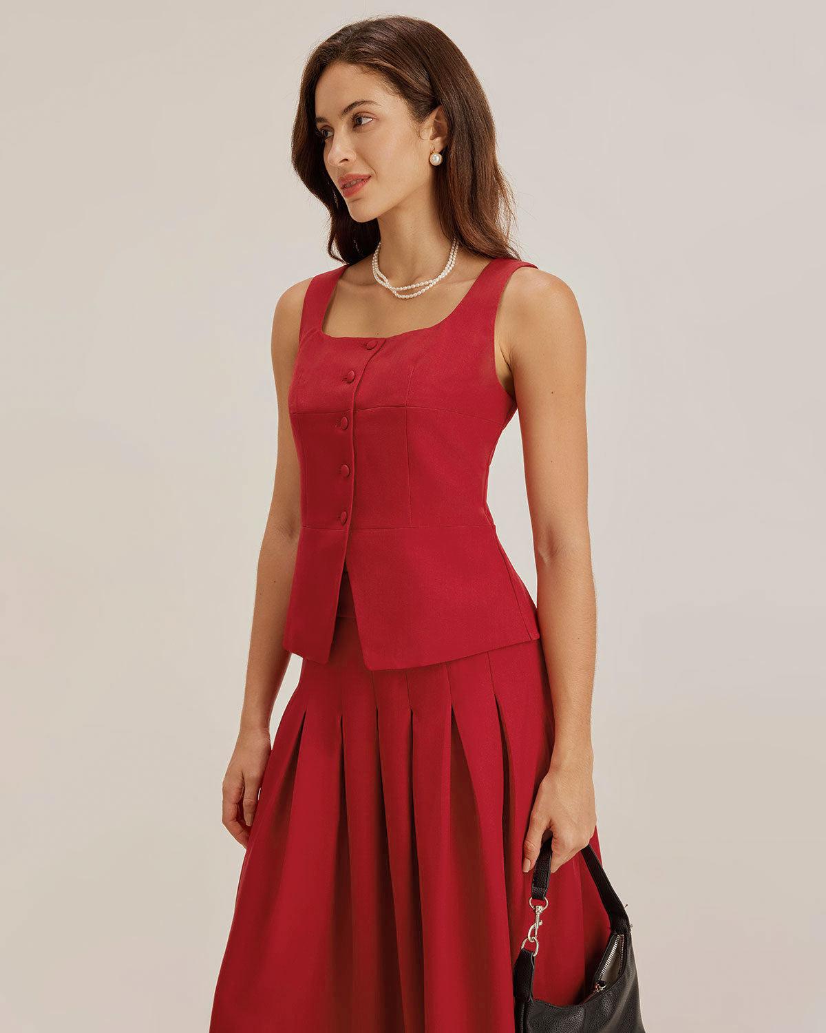 Red Skirt Two Piece Set Product Image