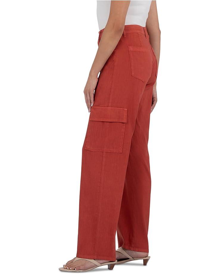 Meg High-Rise Fab Ab Wide Leg Raw Hem-Long Inseam in Red Product Image