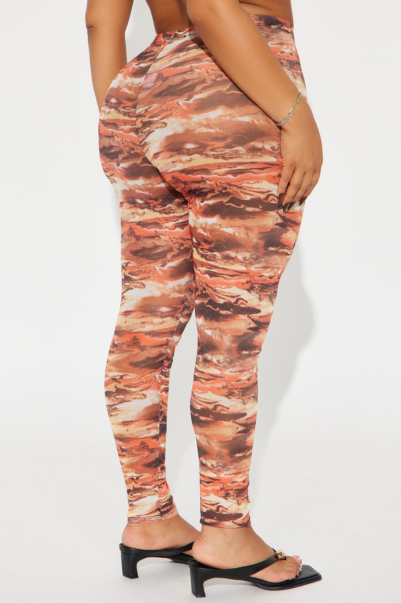 Amara Mesh Legging - Orange/combo Product Image