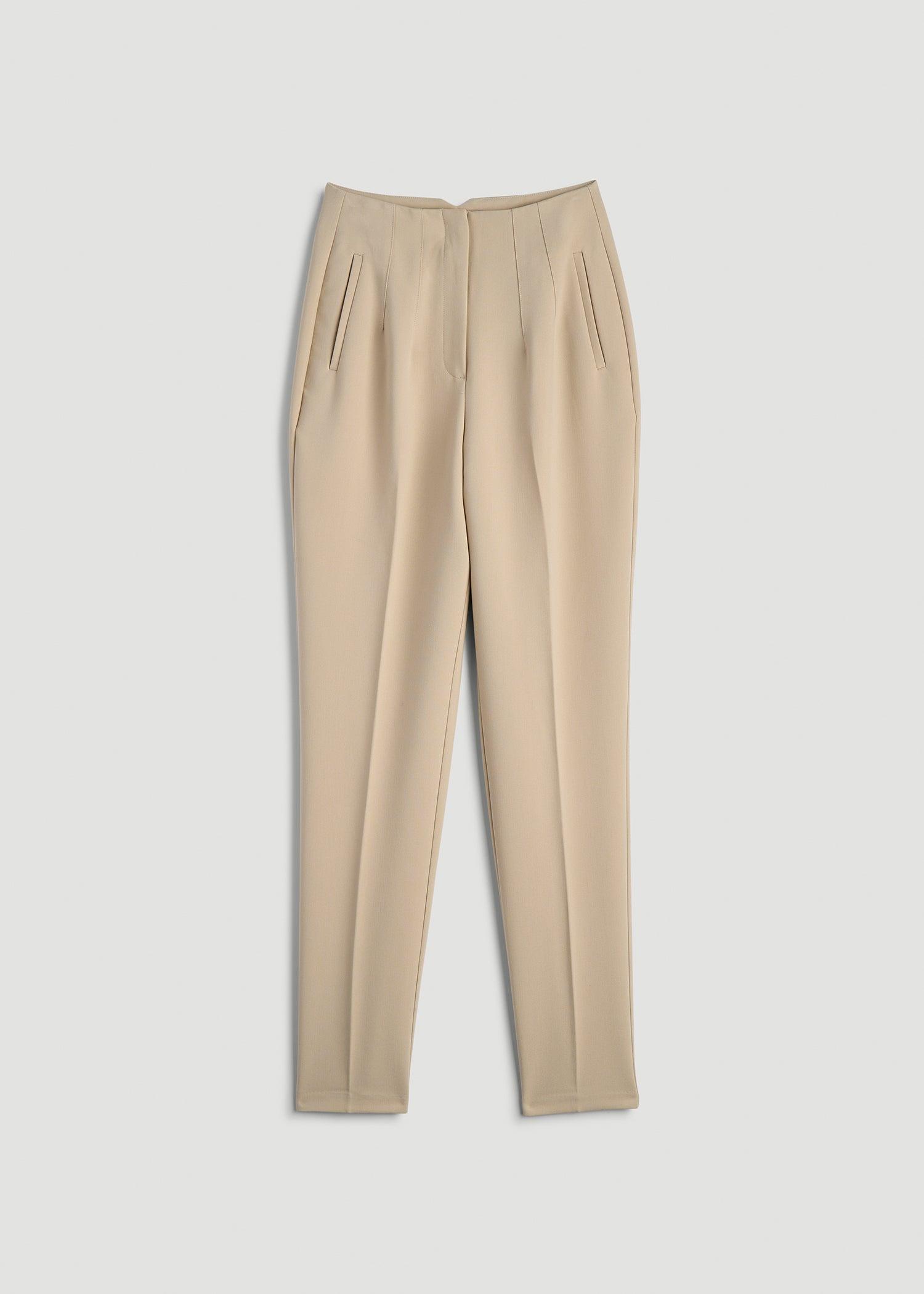 High Rise Pants with Darts for Tall Women in Light Camel Female Product Image