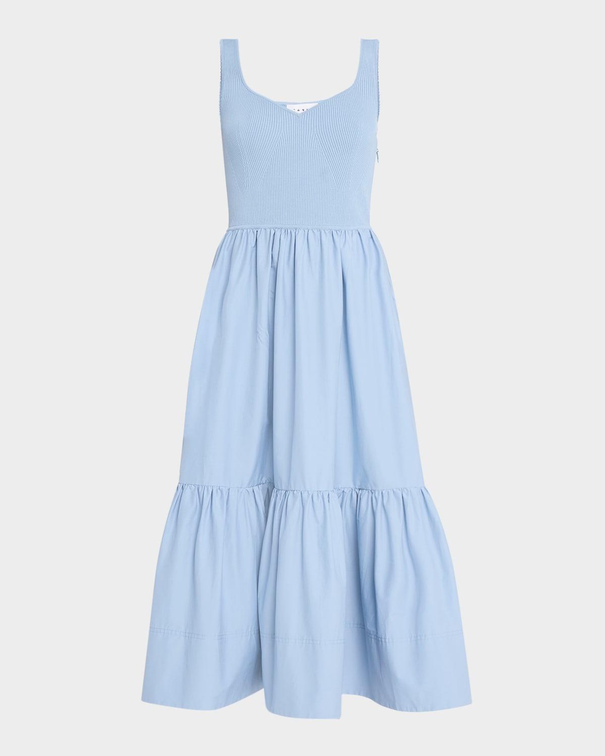 Womens Josephina Mixed Media Tiered Midi-Dress Product Image