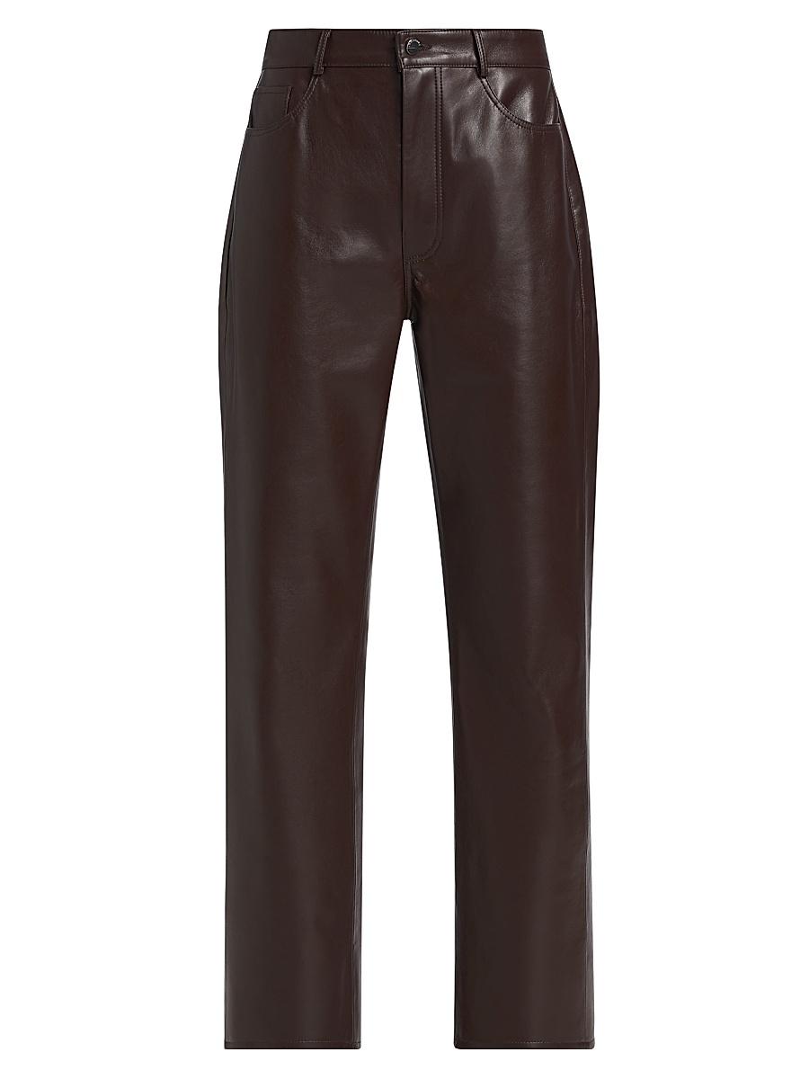 Womens Demora Leather Straight-Leg Pants Product Image