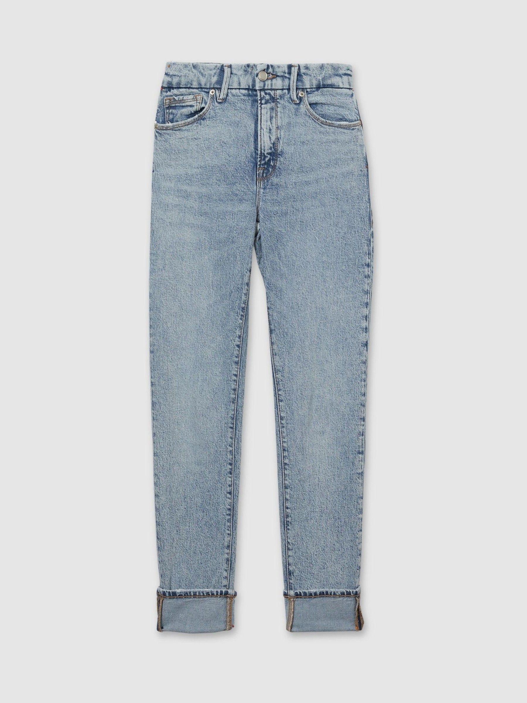 Cropped Denim Jeans in Mid Blue Product Image