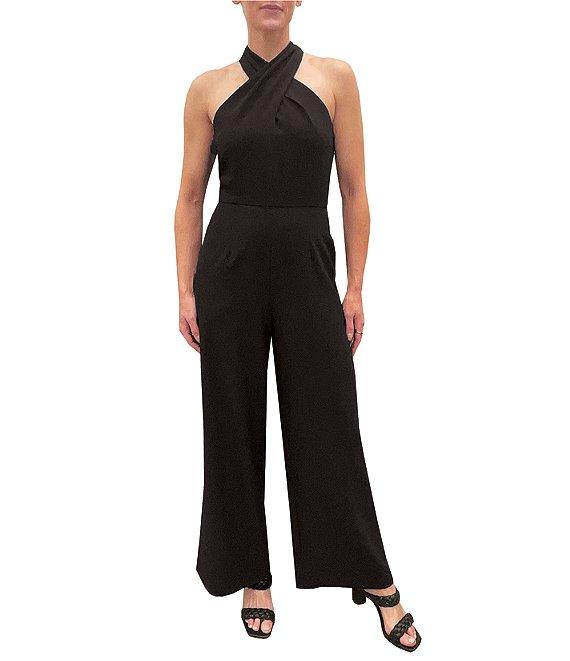Julia Jordan Stretch Criss Cross Halter Neckline Sleeveless Jumpsuit Product Image