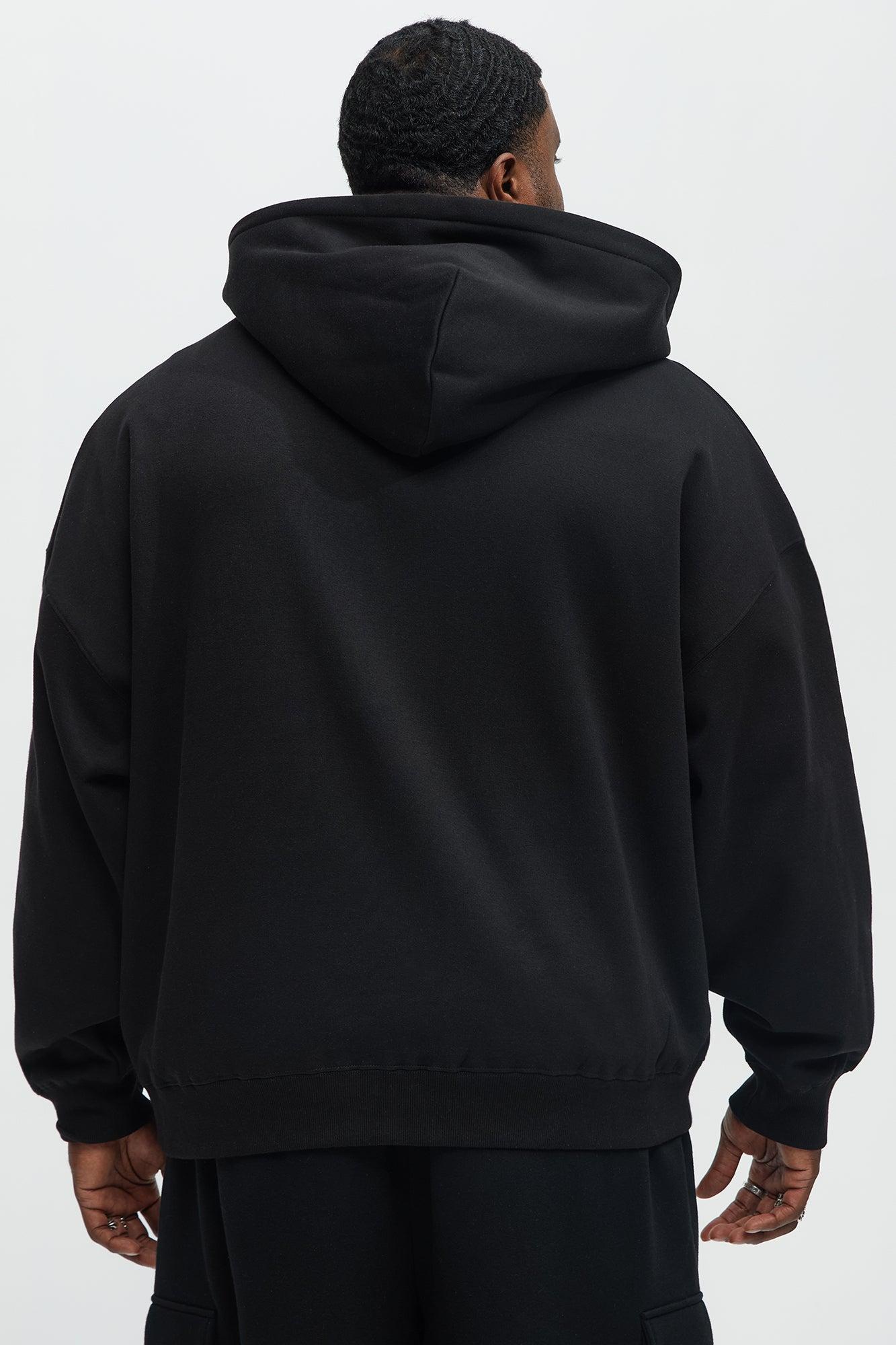 Tyson Oversized Heavyweight Quarter Zip Hoodie - Black Product Image