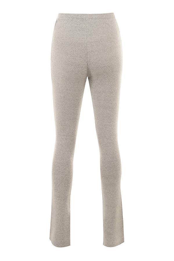 Raven  oatmeal ribbed knit flared trousers - sale Product Image