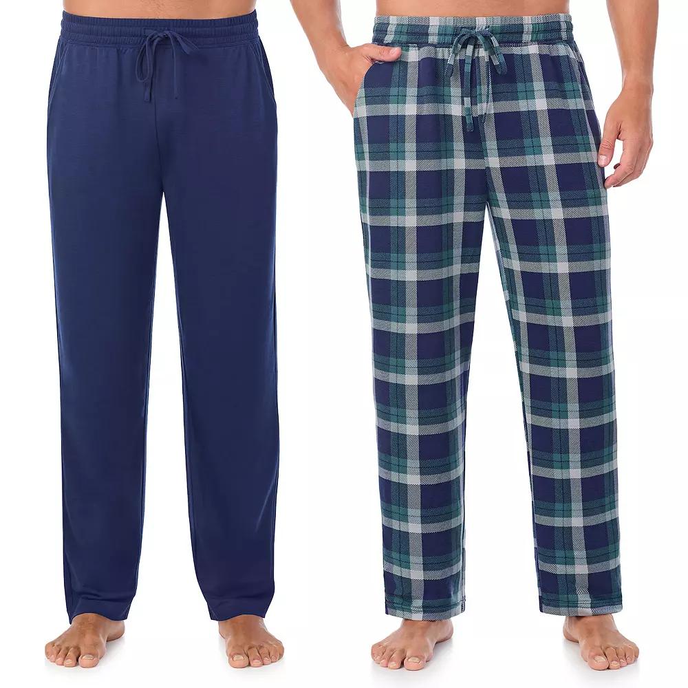 Men's Cuddl Duds® 2-Pack French Terry Pajama Pants Set, Size: XXL, Blue Plaid Product Image