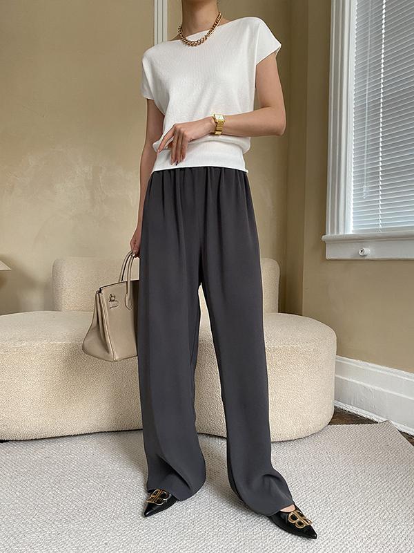 Stylish Loose Solid Color Boat Neck Knitwear Pullovers Tops Product Image