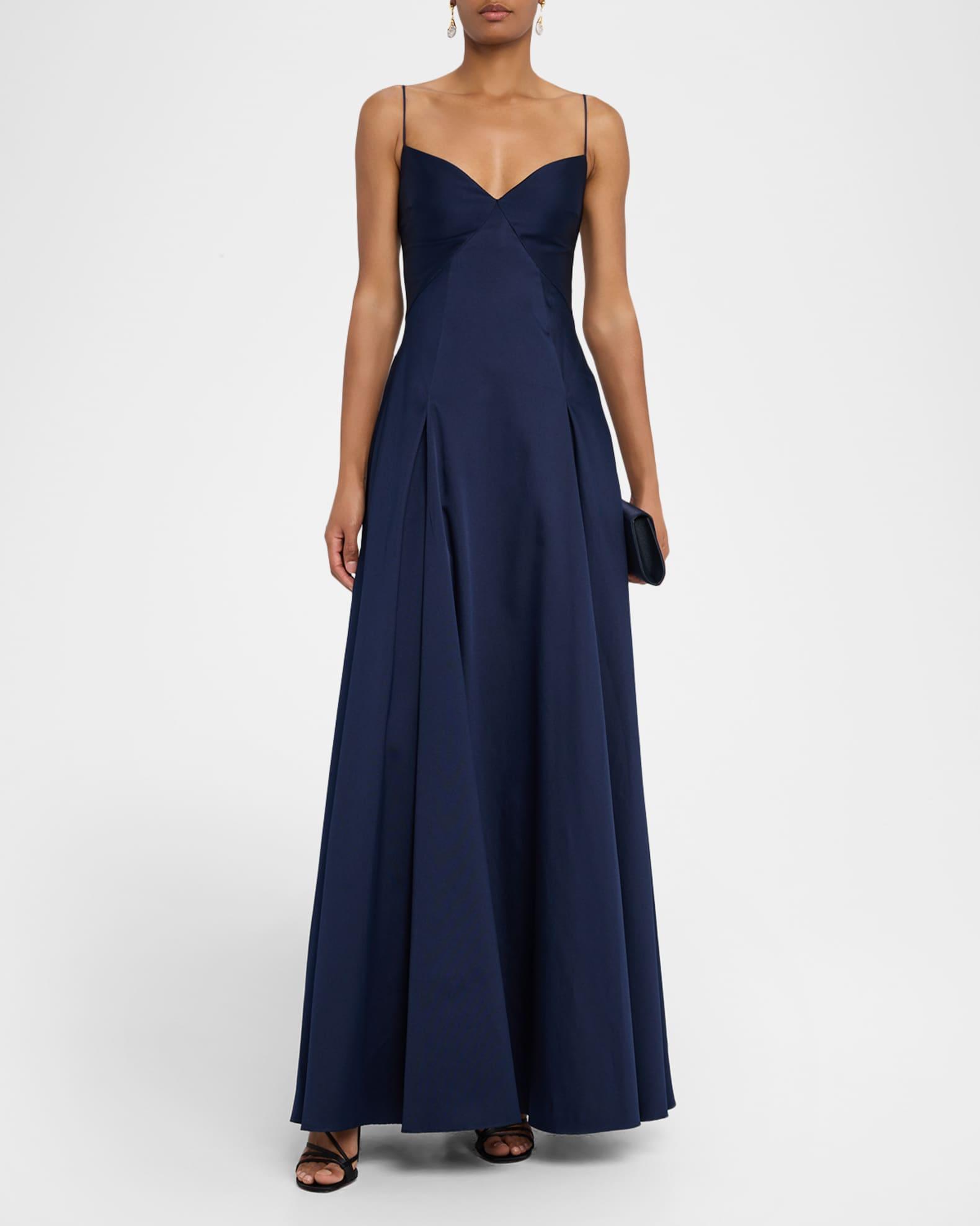 Empire-Waist Sleeveless Taffeta Godet Gown Product Image