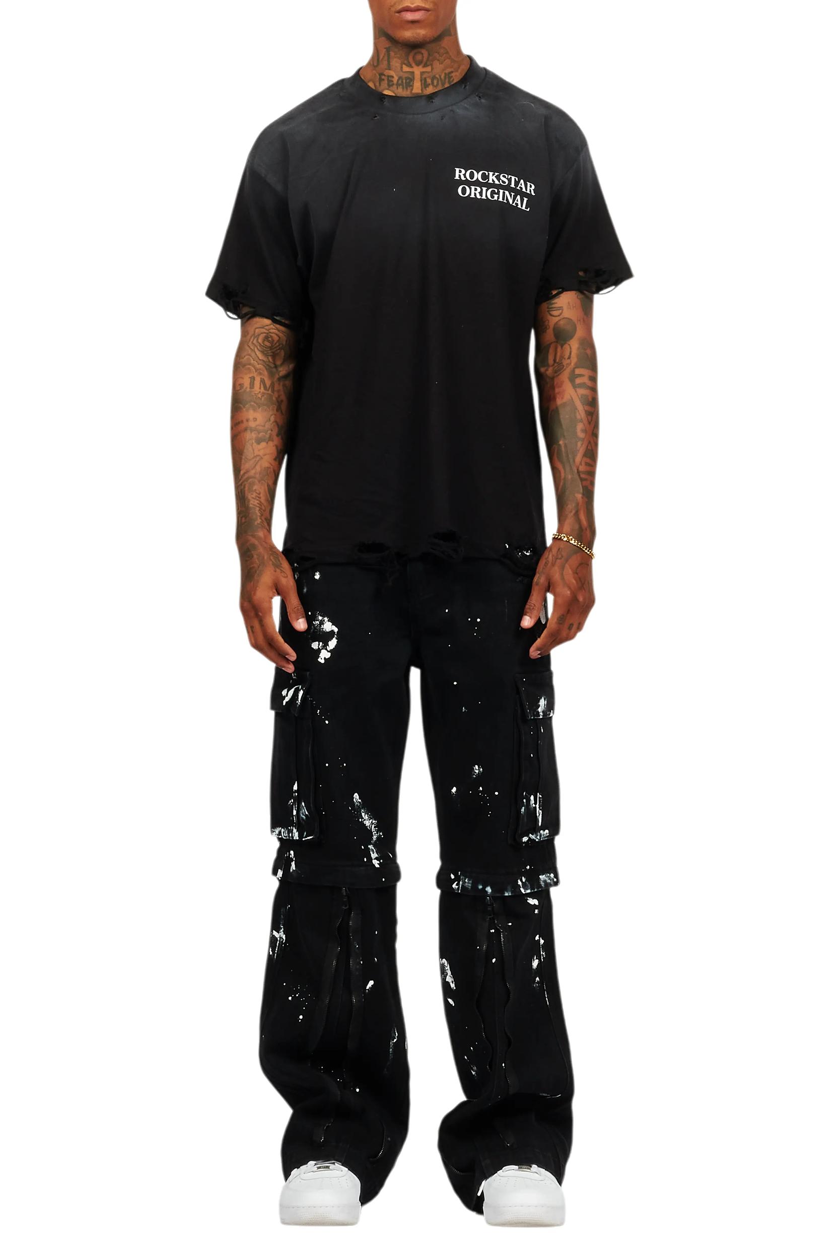 Drako Black Oversized Graphic T-Shirt Male Product Image