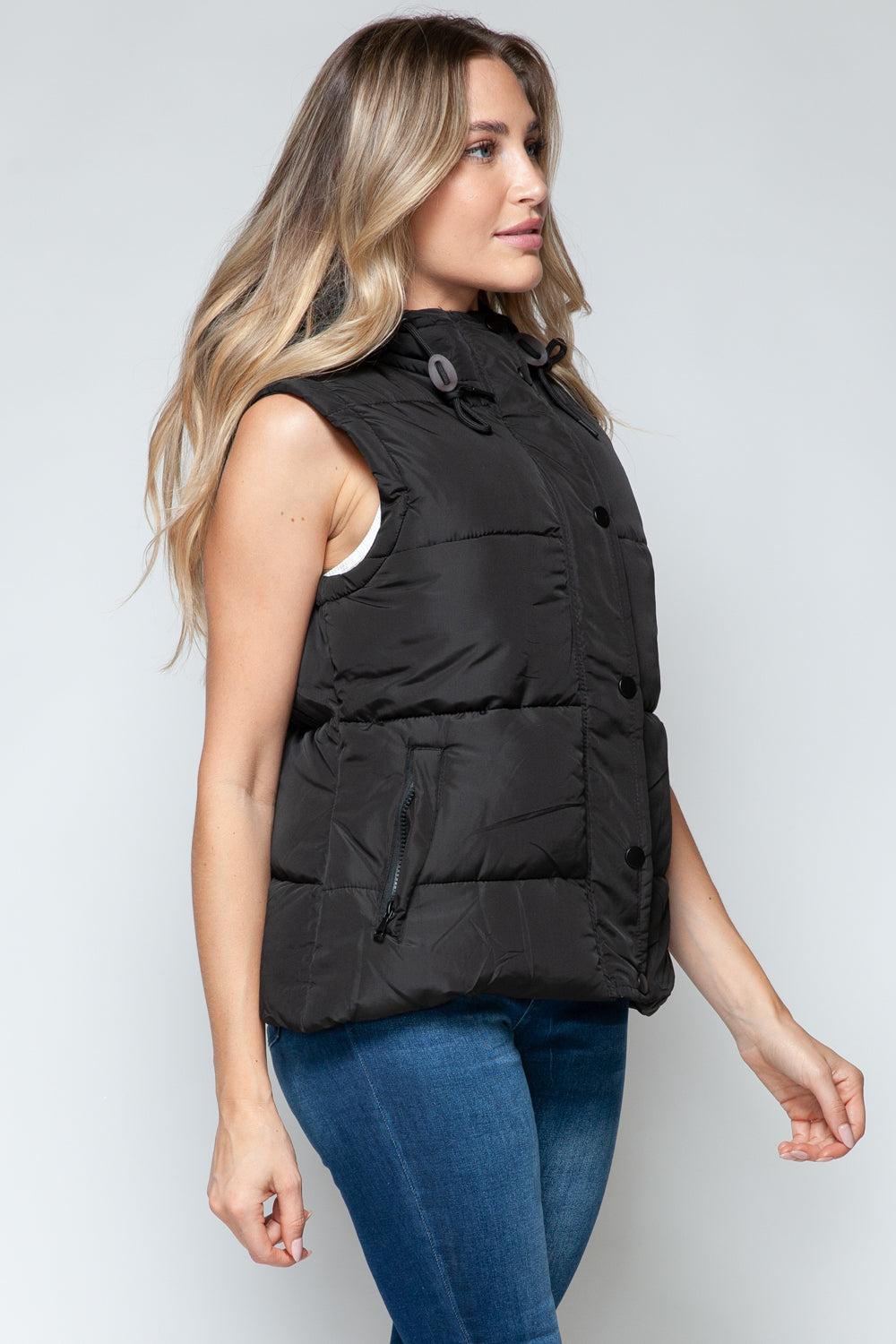 Snobbish Snap and Zip Closure Hooded Vest Product Image