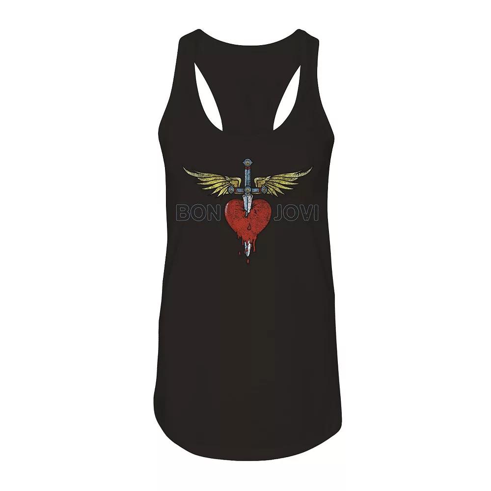 Junior's Bon Jovi Distressed Graphic Tank, Girl's,  Product Image