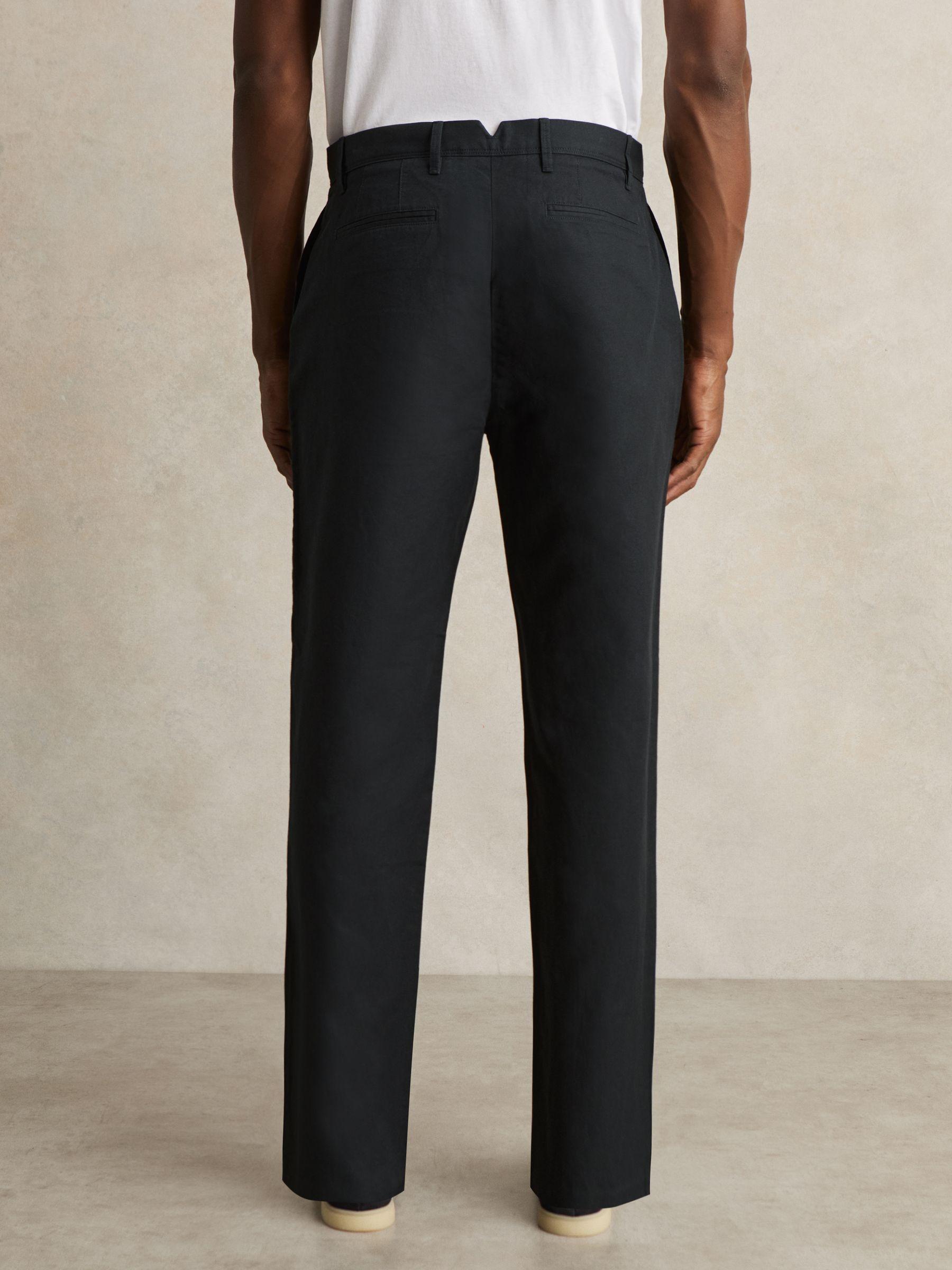 Cotton-Linen Relaxed-Fit Trousers in Navy Product Image