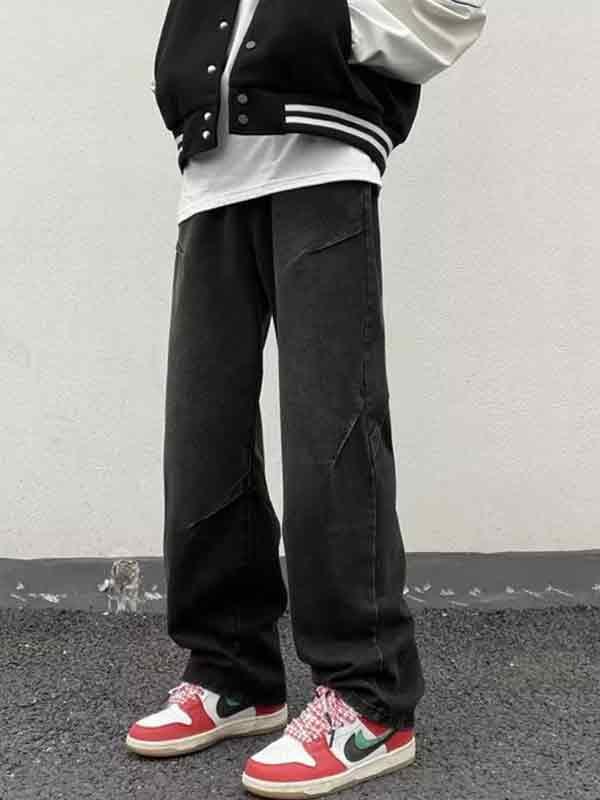 Men's Vintage Distressed Ruched Loose Jeans Product Image