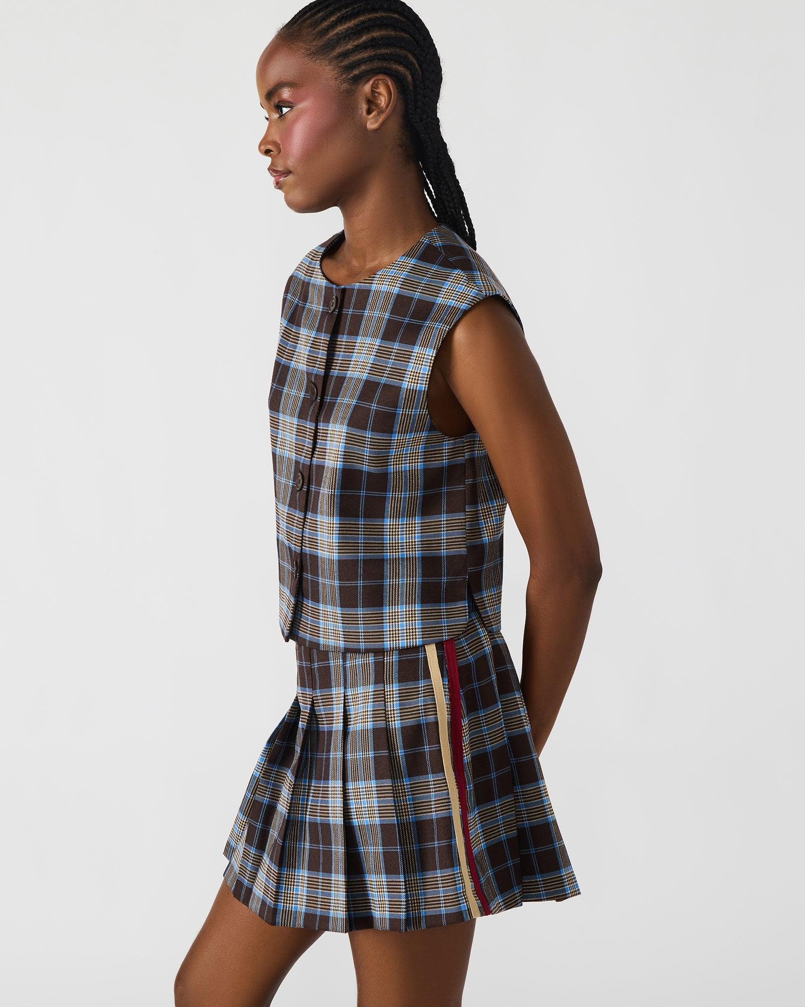 ALESSA TOP BROWN PLAID Female Product Image