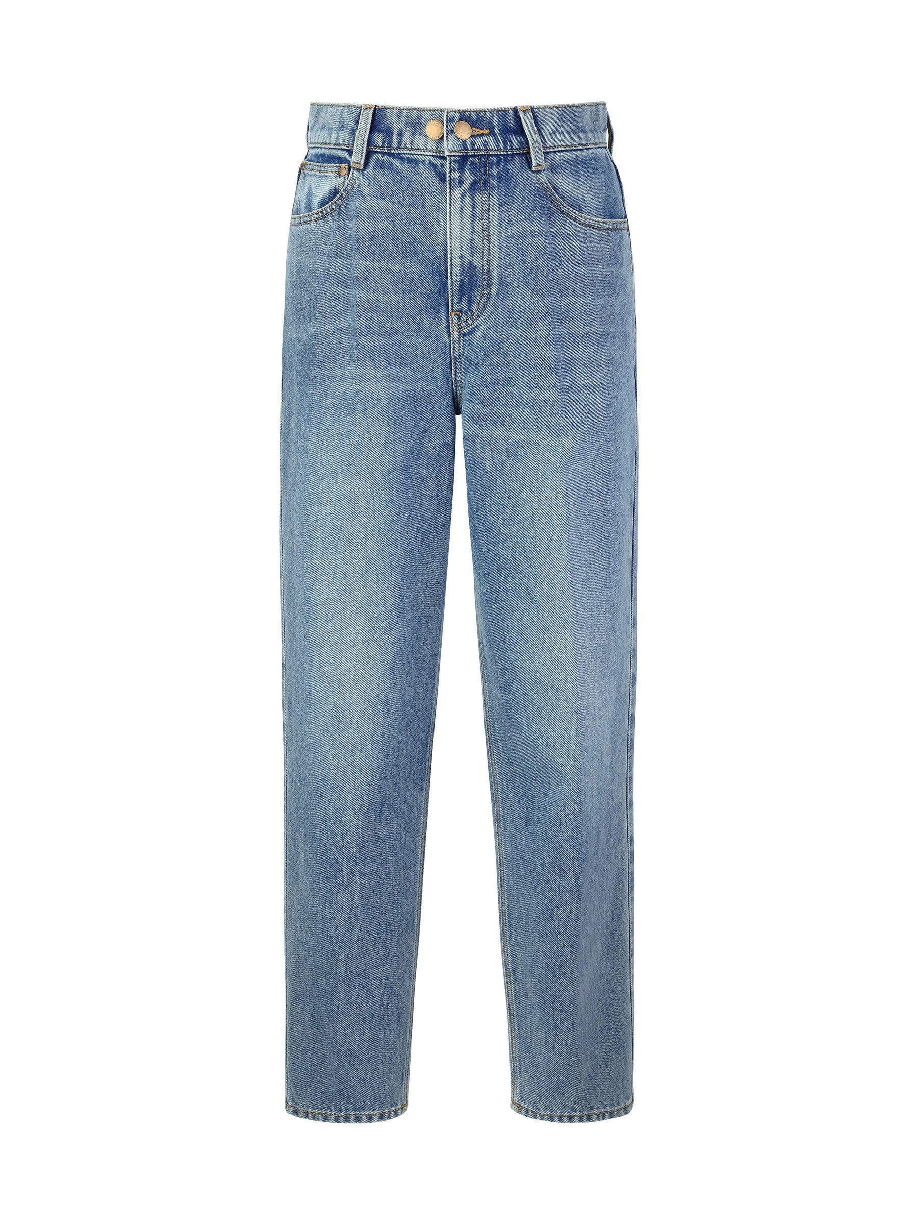 100% Cotton Denim Women Tapered Ankle Jeans Product Image