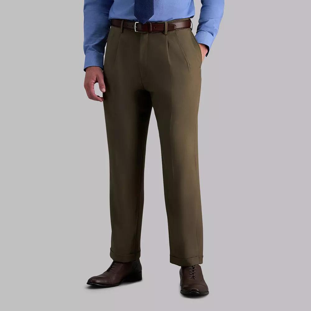Men's Haggar® eCLo™ Stria Classic-Fit Hidden Expandable Waist Pleated Dress Pants,  Product Image