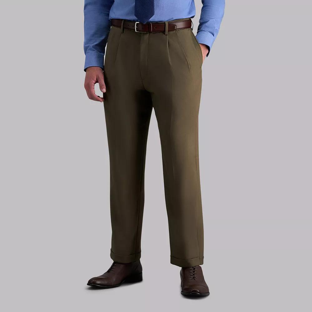 Men's Haggar® eCLo™ Stria Classic-Fit Hidden Expandable Waist Pleated Dress Pants,  Product Image