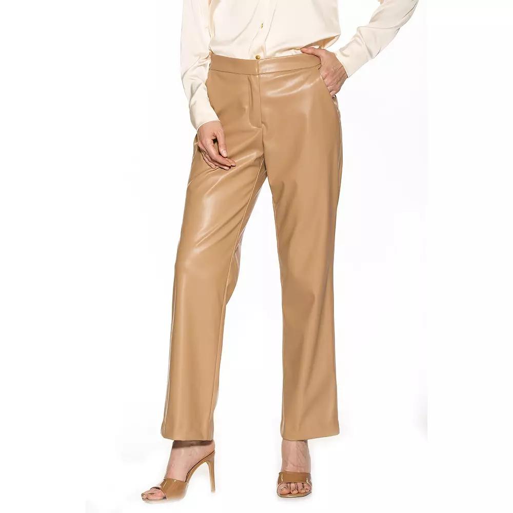 Women's ALEXIA ADMOR Faux-Leather Fitted Wide-Leg Pants,  Product Image