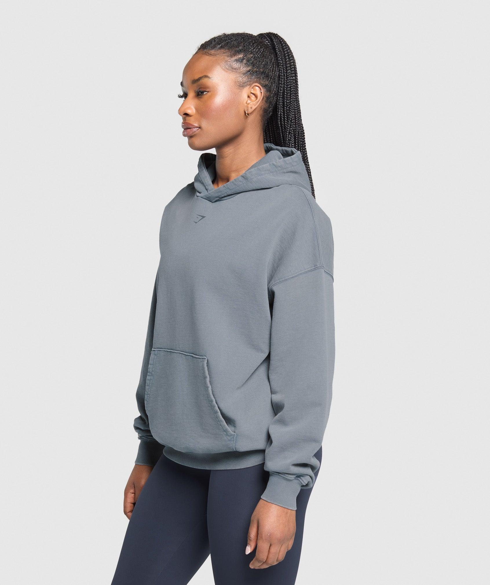Gymshark GSLC Graphic Oversized Hoodie   - Iron Blue Female Product Image